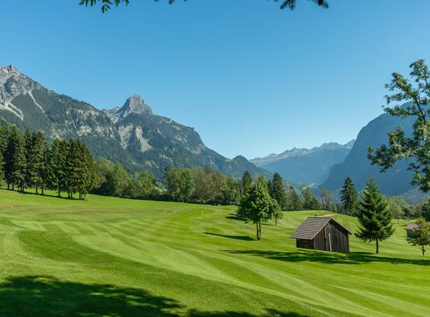 Golfing for the first Time at the Golf Course Bludenz-Braz